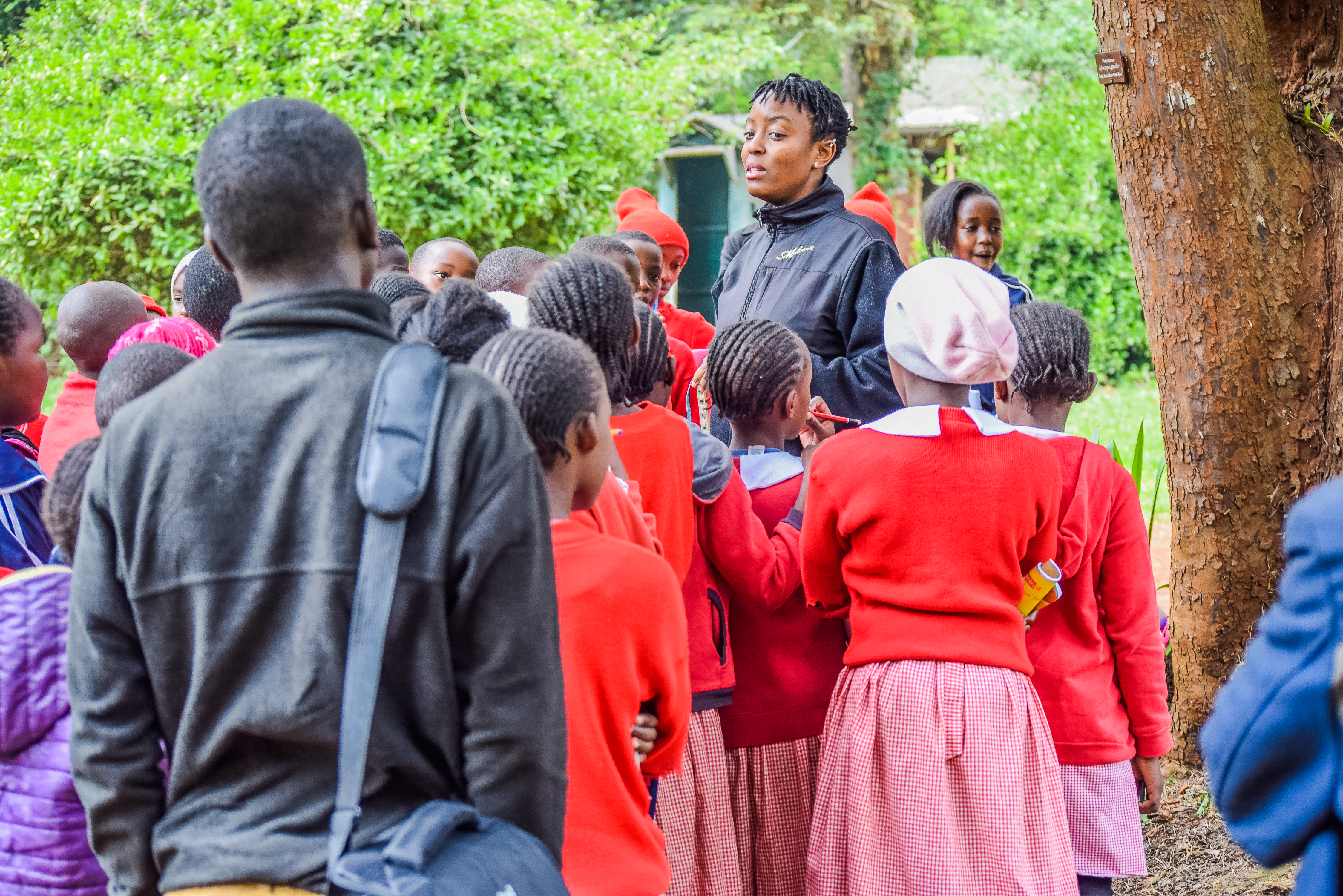 Students being taught about trees at the A Rocha Kenya.